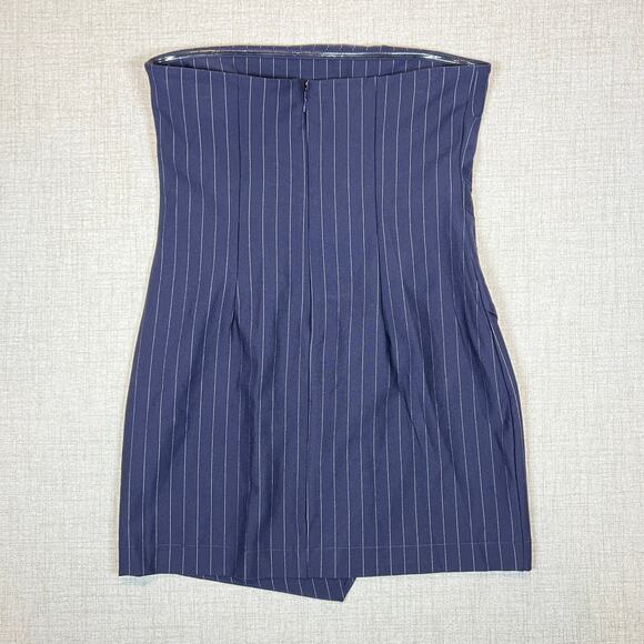 Wild Fable Dress Women's M Tube Mini Bodycon Suiting White Pinstripe Blue - Picture 6 of 11